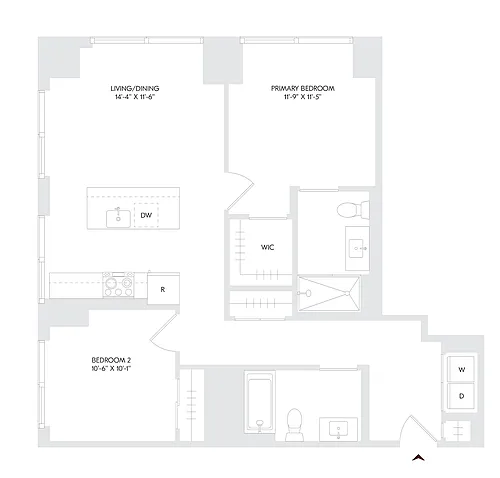 Floor plan 2 Bed 2 Bath D