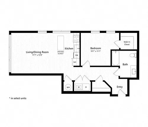 Floor plan 1 Bed - 1 Bath | A10 - Judd