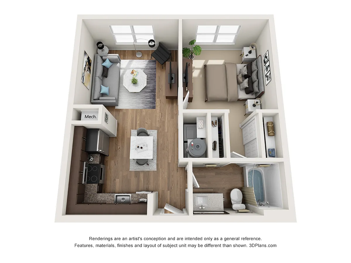 Floor plan A1 Jetty - One Bedroom, One Bathroom