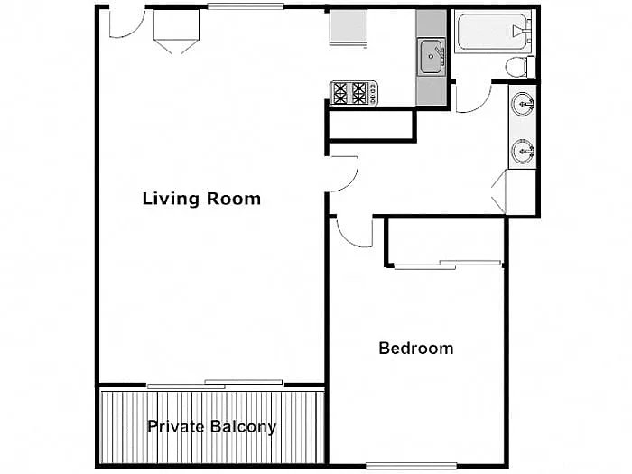 Floor plan 1 Bed / 1 Bath: Type E