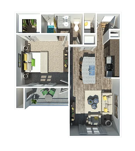 Floor plan The Monterey 1 BR | 1 BA
