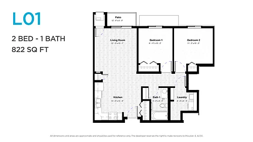 Floor plan Two Bedroom One Bath