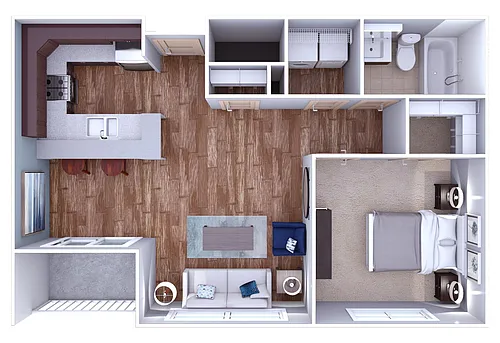 Floor plan Atwood 1x1