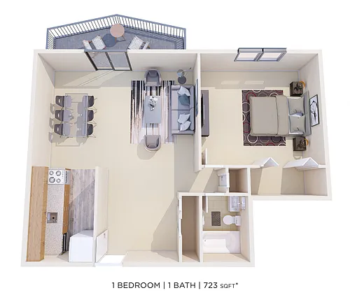 Floor plan One Bedroom - 723 sqft