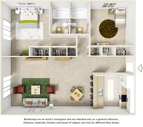 Floor plan Premium Bluegill w/ Washer/Dryer, Wood Style Floor
