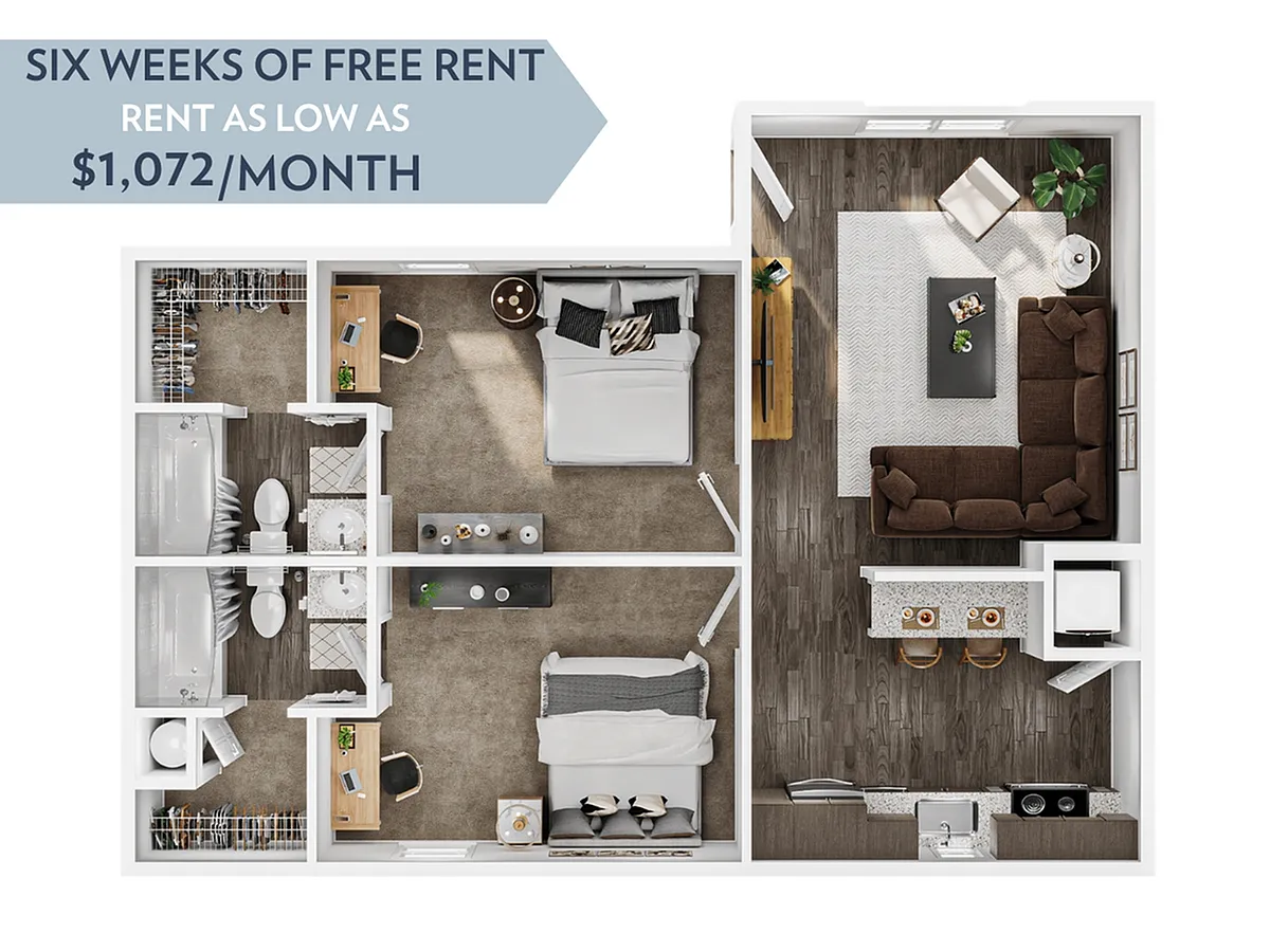 Floor plan 2BR/2BA - Summit