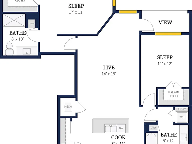 Floor Plan 2B | Arrabelle Apartments | Apartments in Cedarburg, WI Floor Plan 2B | Arrabelle Apartments | Apartments in Cedarburg, WI
