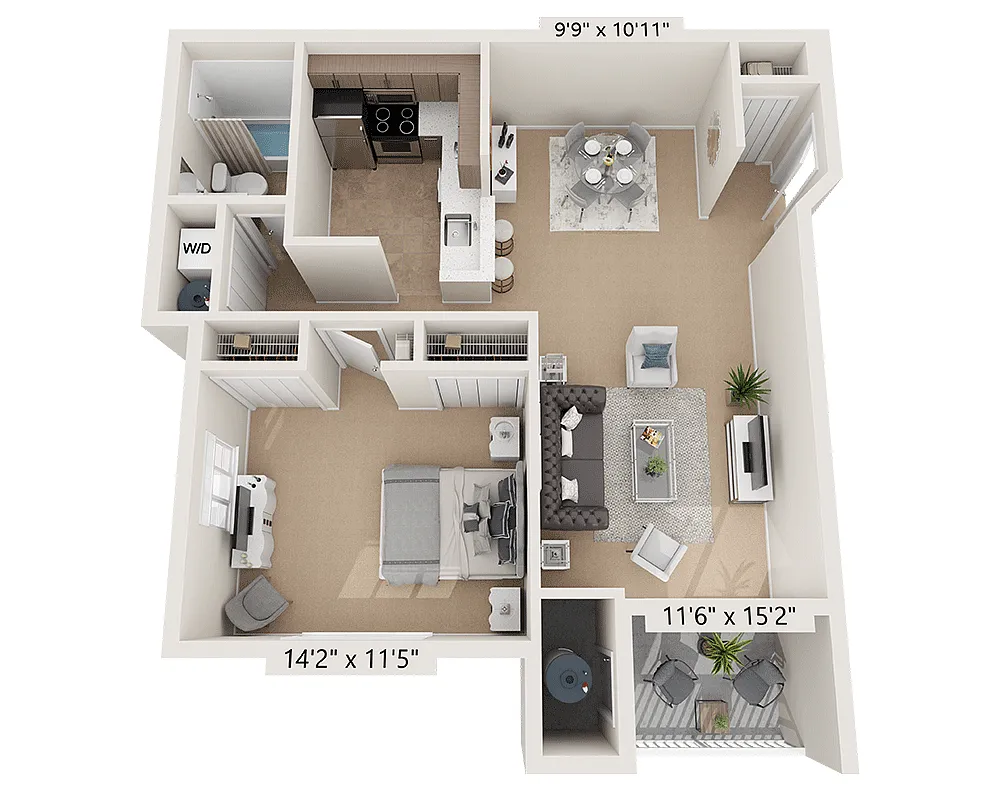 Floor plan One Bedroom A1A