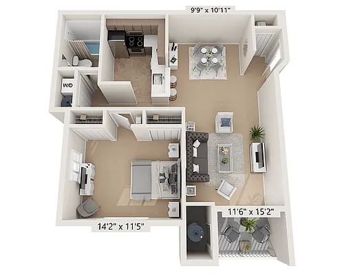 Floor plan A1A (1x1)