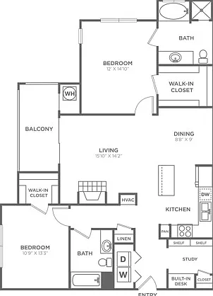 Two Bedroom Two Bath (1234 SF) Two Bedroom Two Bath (1234 SF)
