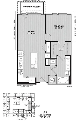 Floor plan 1 Bed/1 Bath-A1 Cashiers