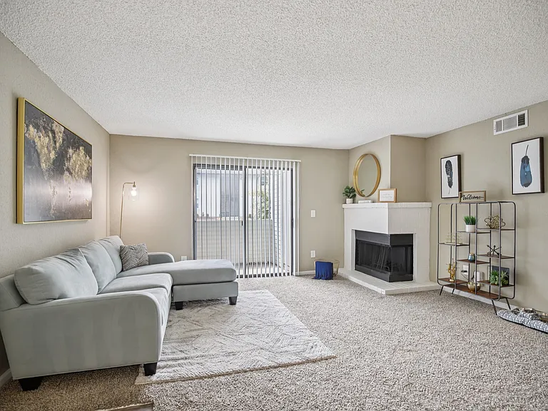 With wood-burning fireplace.