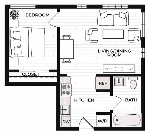 Floor plan 1X1 B