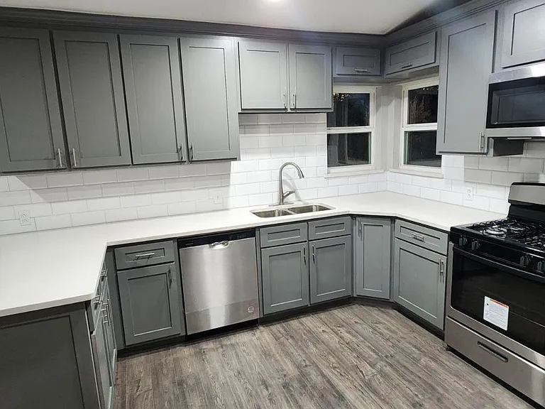 Kitchen with stainless steel appliances