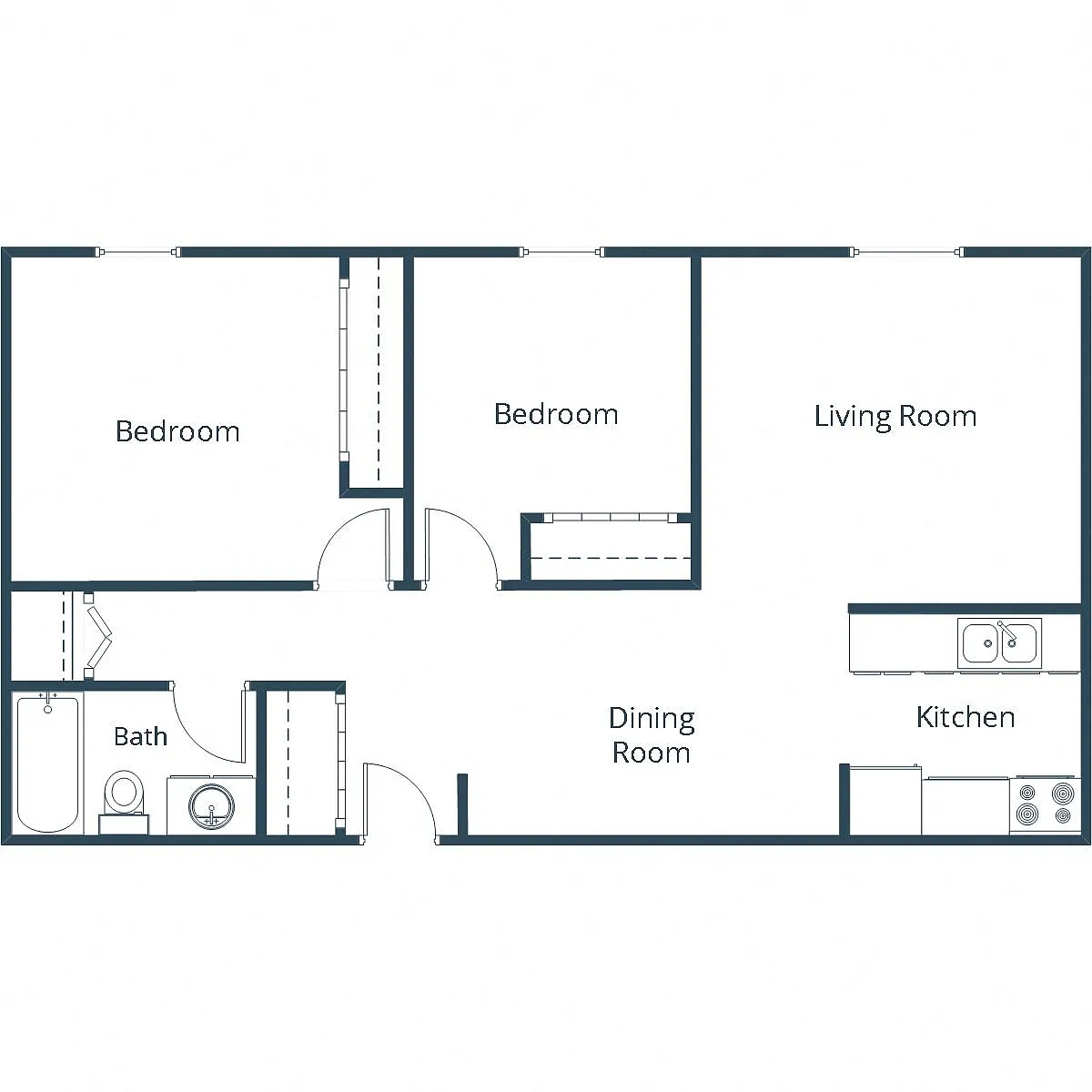 Floor plan Two Bedroom 21A
