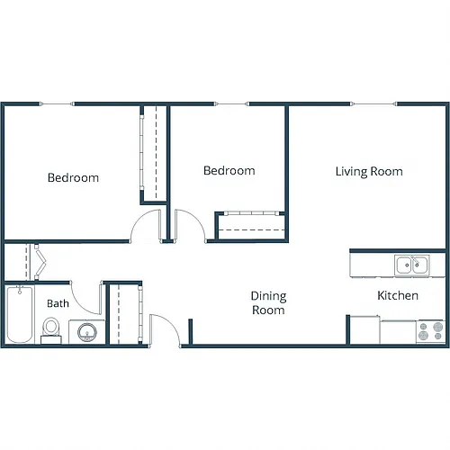 Floor plan Two Bedroom 21A
