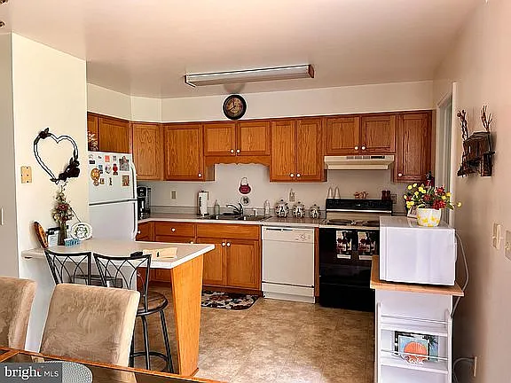 Kitchen viewed from the dining area.