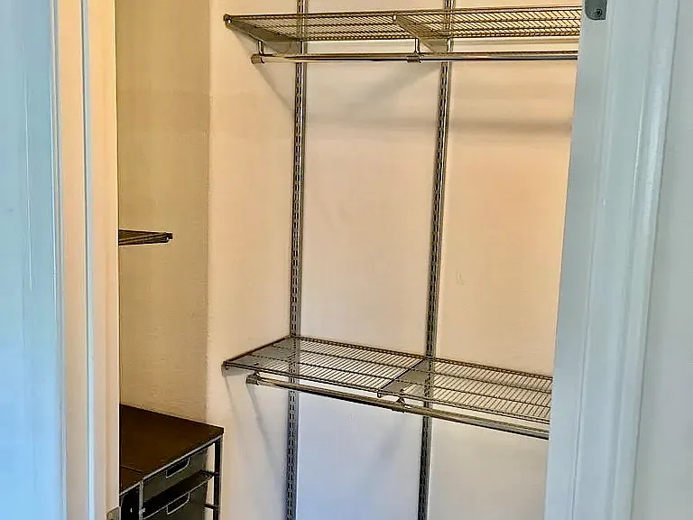 walk in closet with Elfa shelving