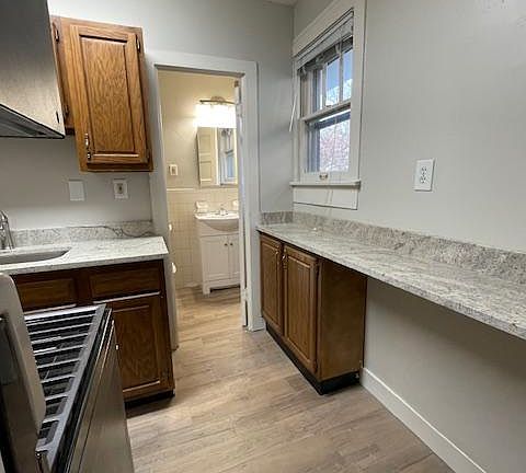 You can put barstools to the right as we had the counter top refinished to give you more counterspace.