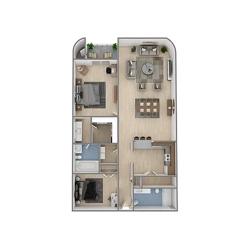 Floor plan 2 Bedroom, 2 Bathroom