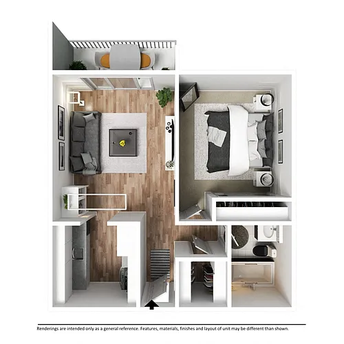 Floor plan One Bed One Bath - A1