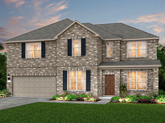 The Oak Grove, a two-story home with 2-car garage, shown as Home Exterior A