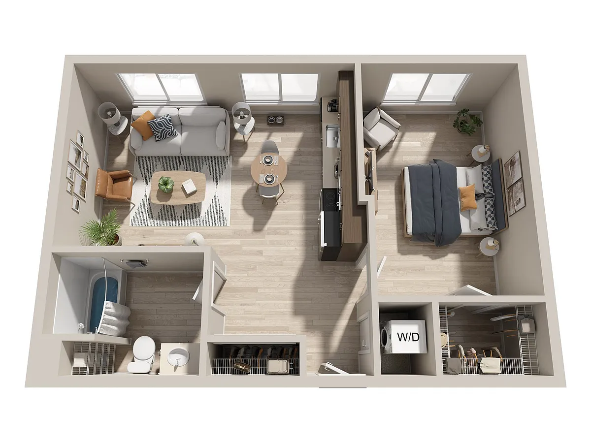 Floor plan 1bd 1ba J