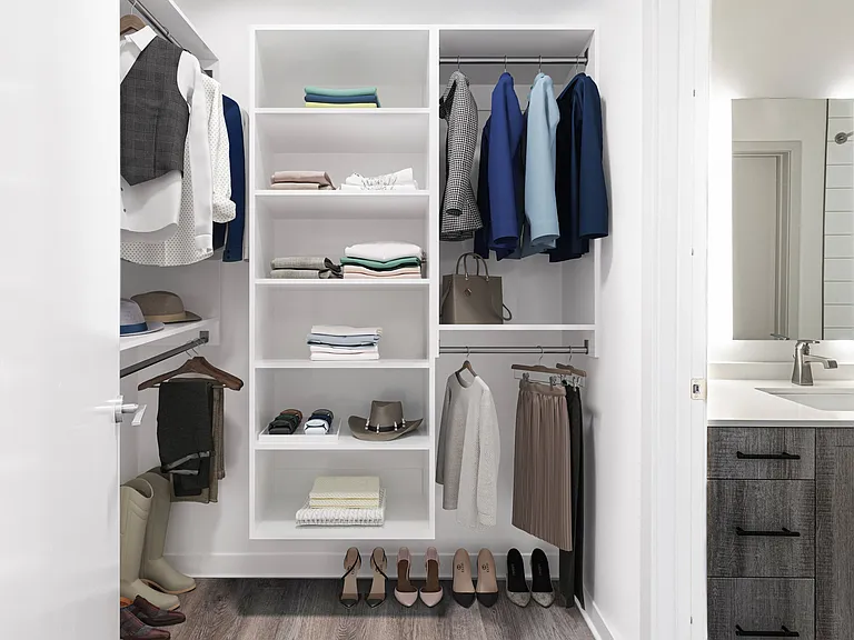 Walk-in Closets with Custom Built-in Shelving