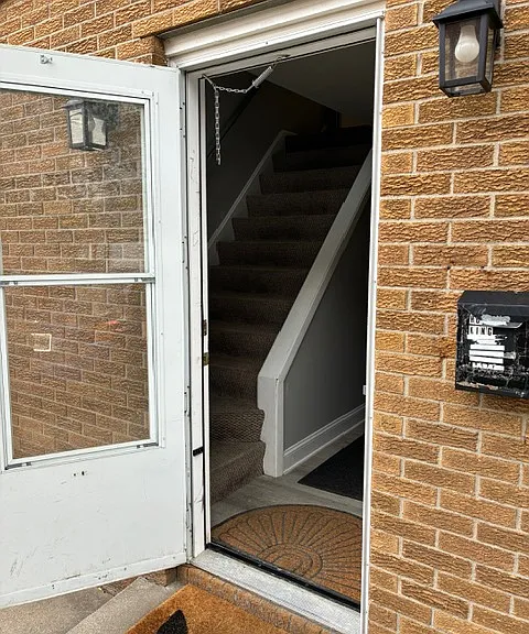 Unit entrance at side of building