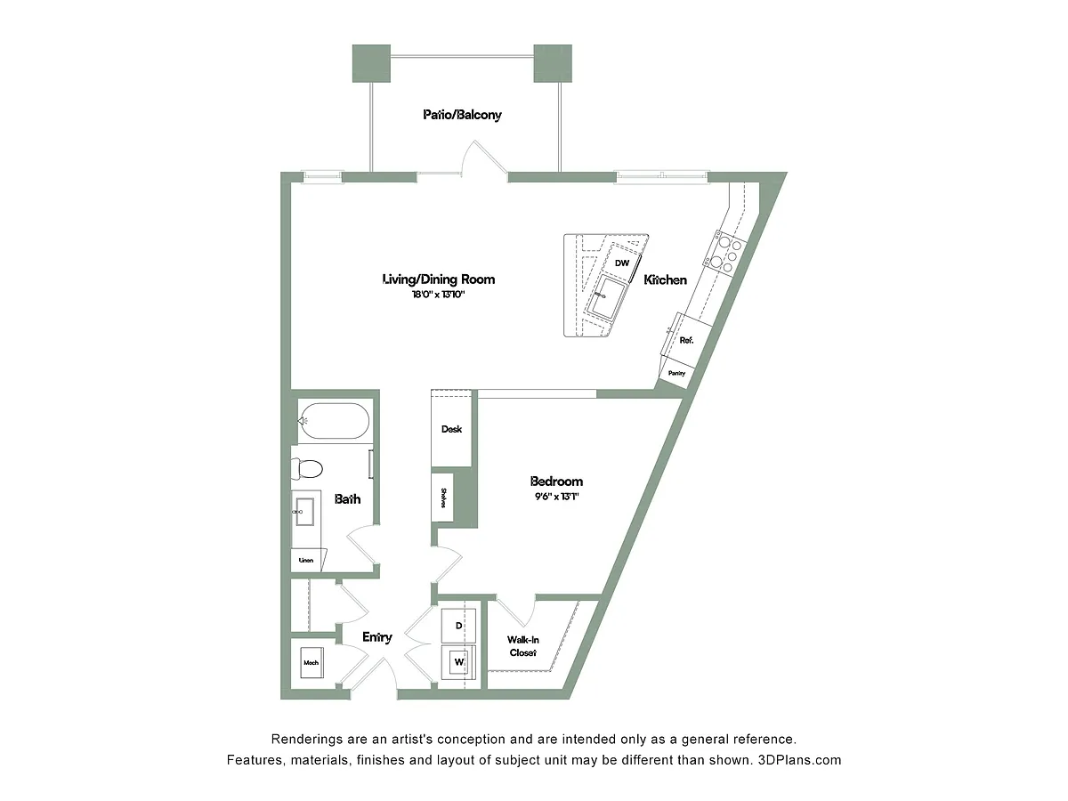 Floor plan The Acclaim | 1 Bed | 1 Bath