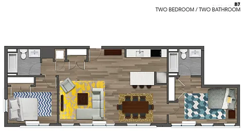 Floor plan 2 Bed, 2 Bath
