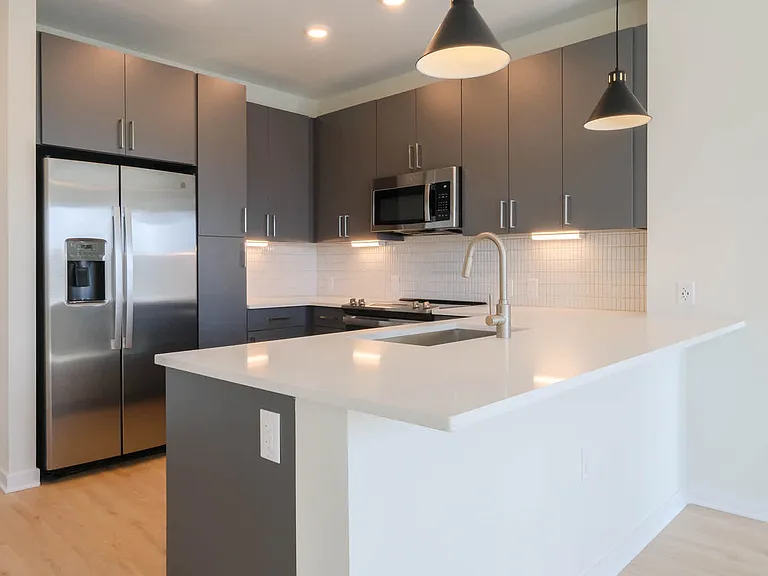 Kitchen with Stainless Steel Appliances and Dark Cabinets