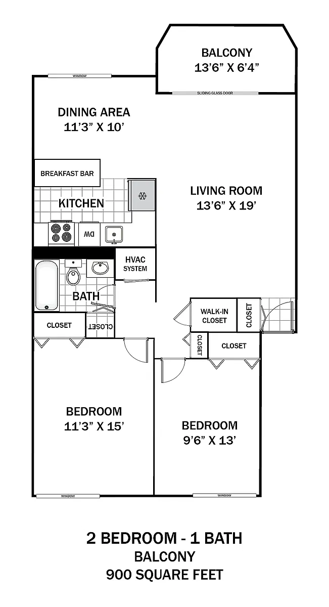 Floor plan 2 Bedroom Balcony