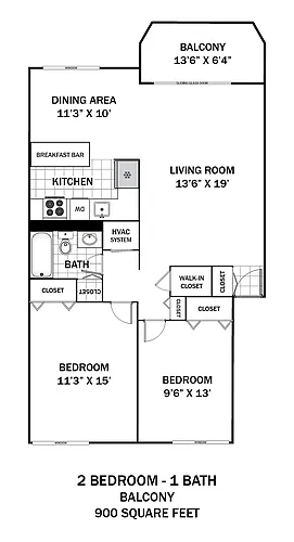 Floor plan 2 Bedroom Balcony