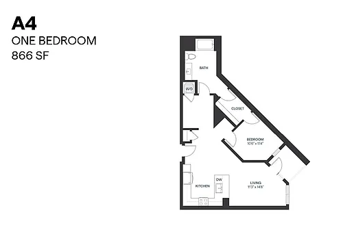 Floor plan One Bedroom A4