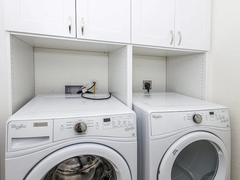 Washer, dryer and storage cabinets