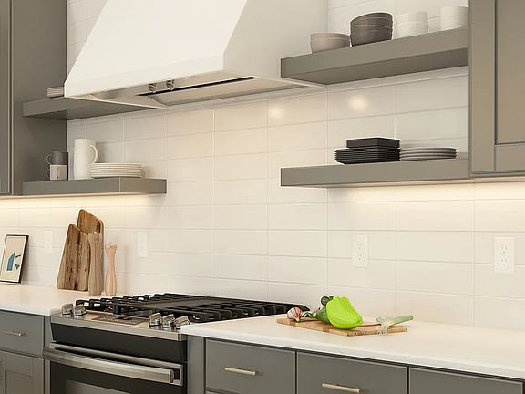 Kitchen with subway tile backsplash