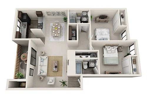 Floor plan 2 Bed 2 Bath