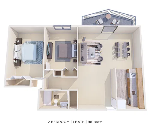 Floor plan Two Bedroom - 981 sqft