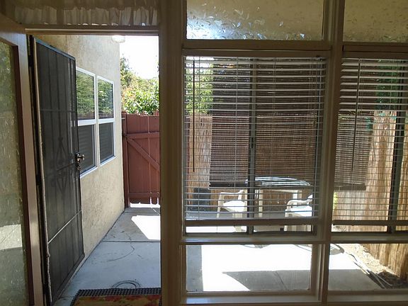 View of private patio from the living room.