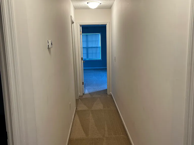 Hallway leads to FROG, laundry on left