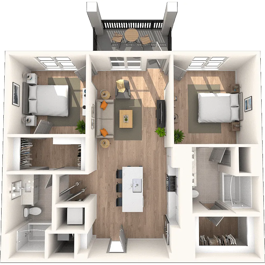Floor plan B1 2x2 1056 SF-FP