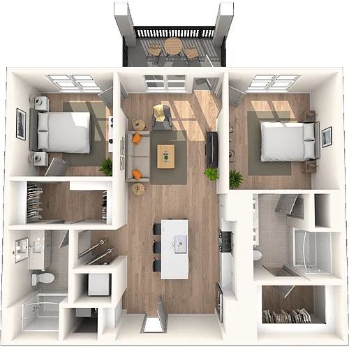 Floor plan B1 2x2 1056 SF-FP
