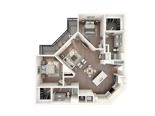 Floor plan 2 Bed, 2 Bath C (80% Income Restricted)