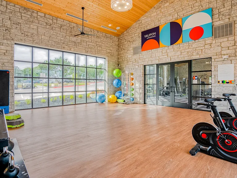 Our fitness center is complete with a yoga studio.