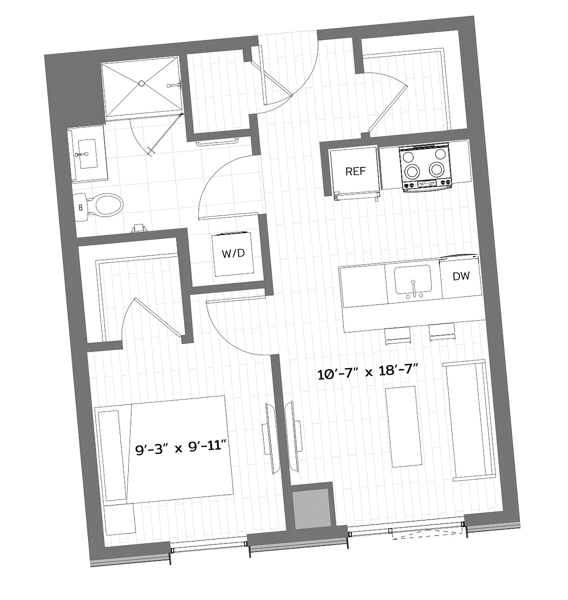 Floor plan 1 Bed/1 Bath-B-A5