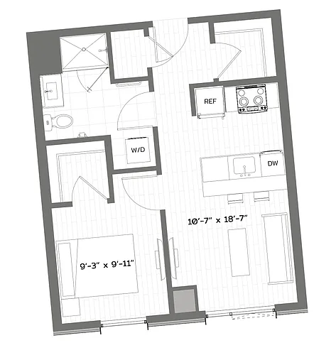 Floor plan 1 Bed/1 Bath-B-A5