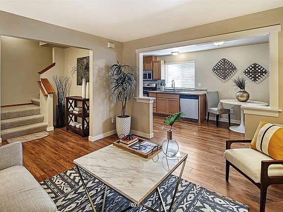 Kitchen & dining open to family room.