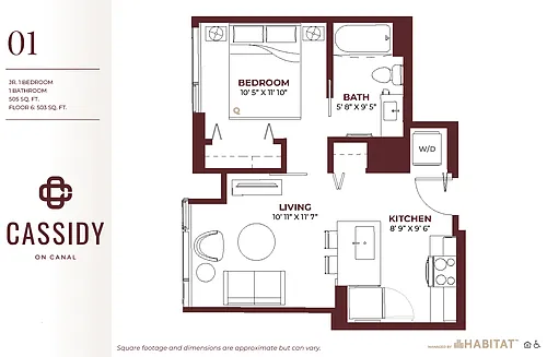Floor plan Junior One Bedroom 01