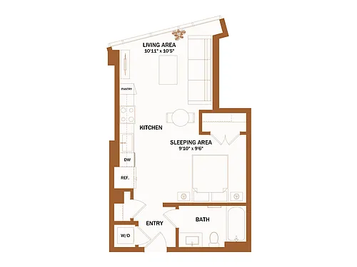 Floor plan S4 - 0 Bed | 1 Bath